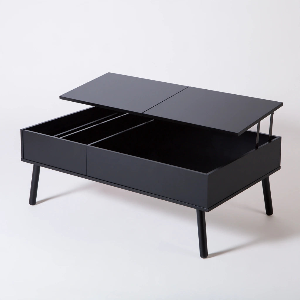 Tavolino da salotto con piano elevabile, colore nero