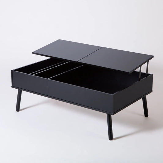 Tavolino da salotto con piano elevabile, colore nero