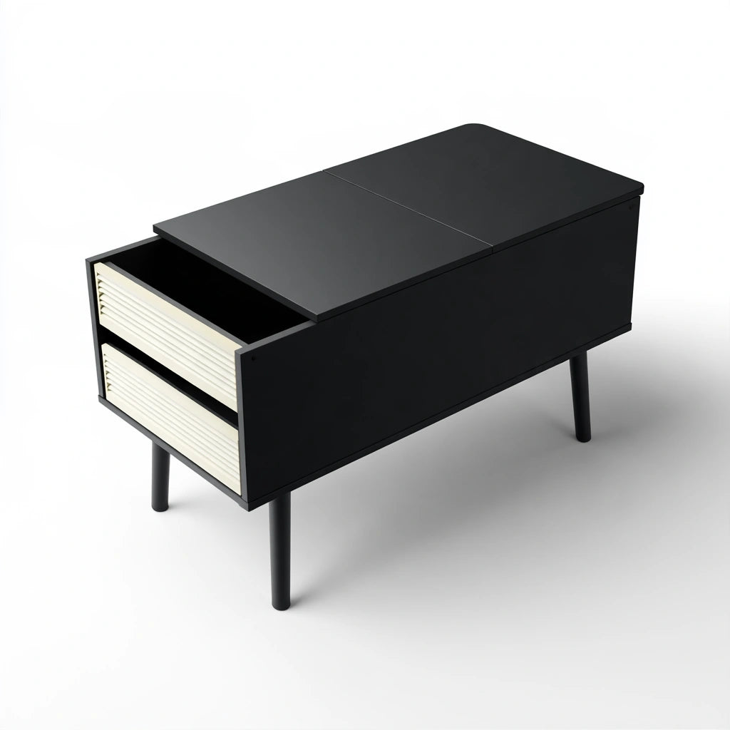 Tavolino da salotto con piano elevabile, colore nero