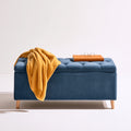 Pouf quadrato in velluto, colore blu