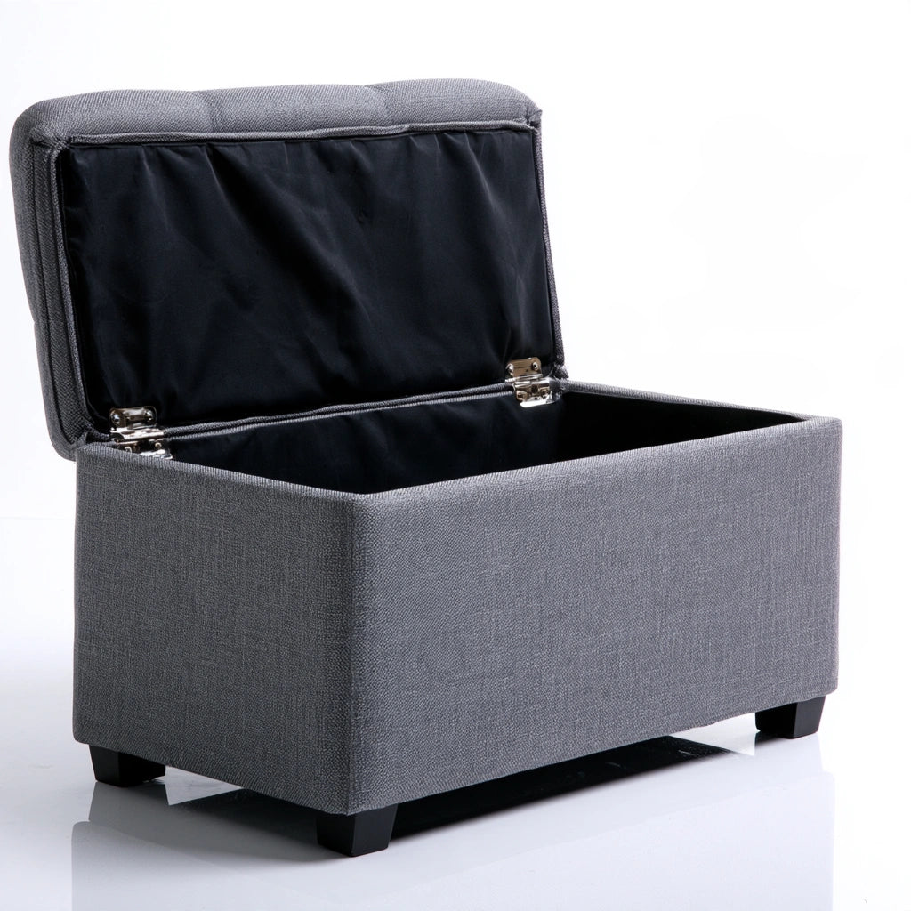 Pouf contenitore con rivestimento in tessuto, colore grigio