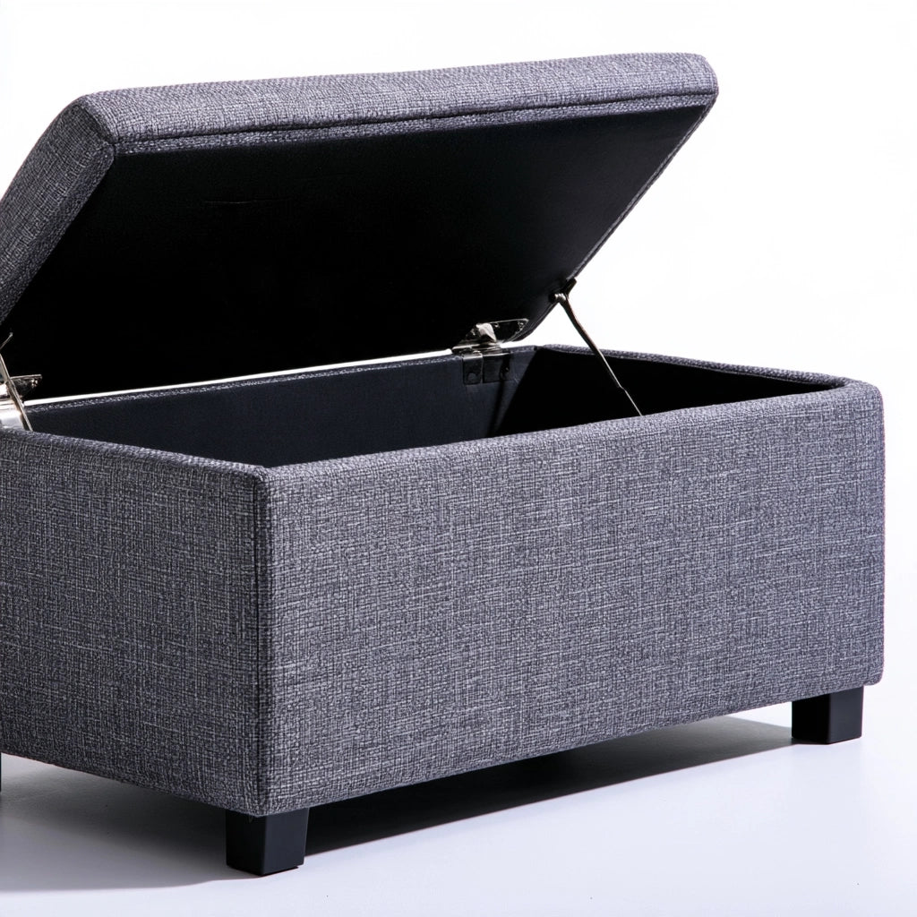 Pouf contenitore con rivestimento in tessuto, colore grigio