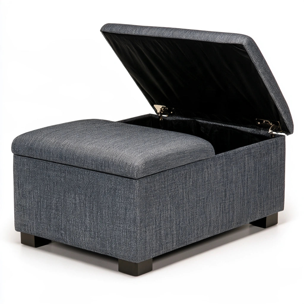 Pouf contenitore con rivestimento in tessuto, colore grigio
